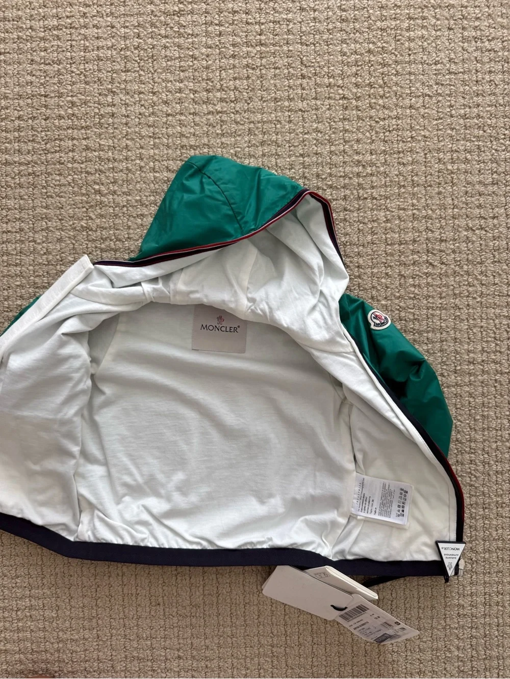 Moncler Green Hooded Windbreaker/Rain Jacket - 3T